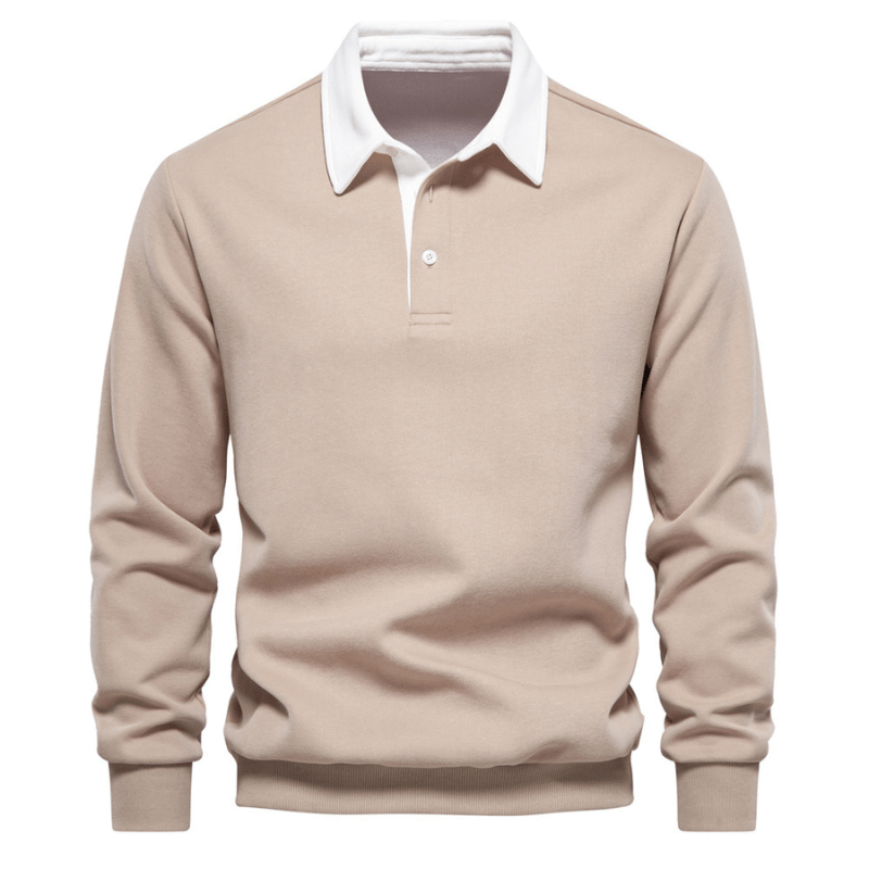 Polo collar knit sweater with clean finish for men | Franco Bianchi