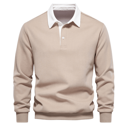 Polo collar knit sweater with clean finish for men | Franco Bianchi