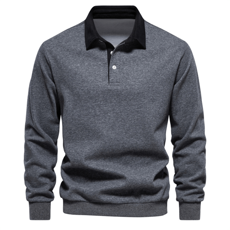 Polo collar knit sweater with clean finish for men | Franco Bianchi