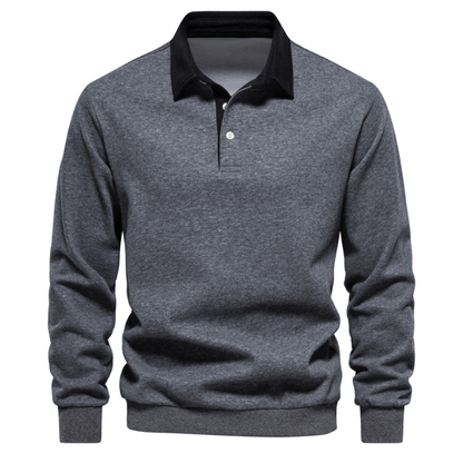 Polo collar knit sweater with clean finish for men | Franco Bianchi
