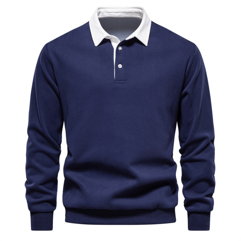 Polo collar knit sweater with clean finish for men | Franco Bianchi