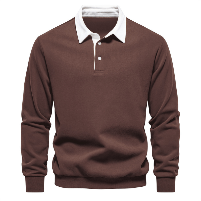 Polo collar knit sweater with clean finish for men | Franco Bianchi