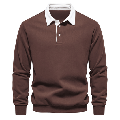 Polo collar knit sweater with clean finish for men | Franco Bianchi