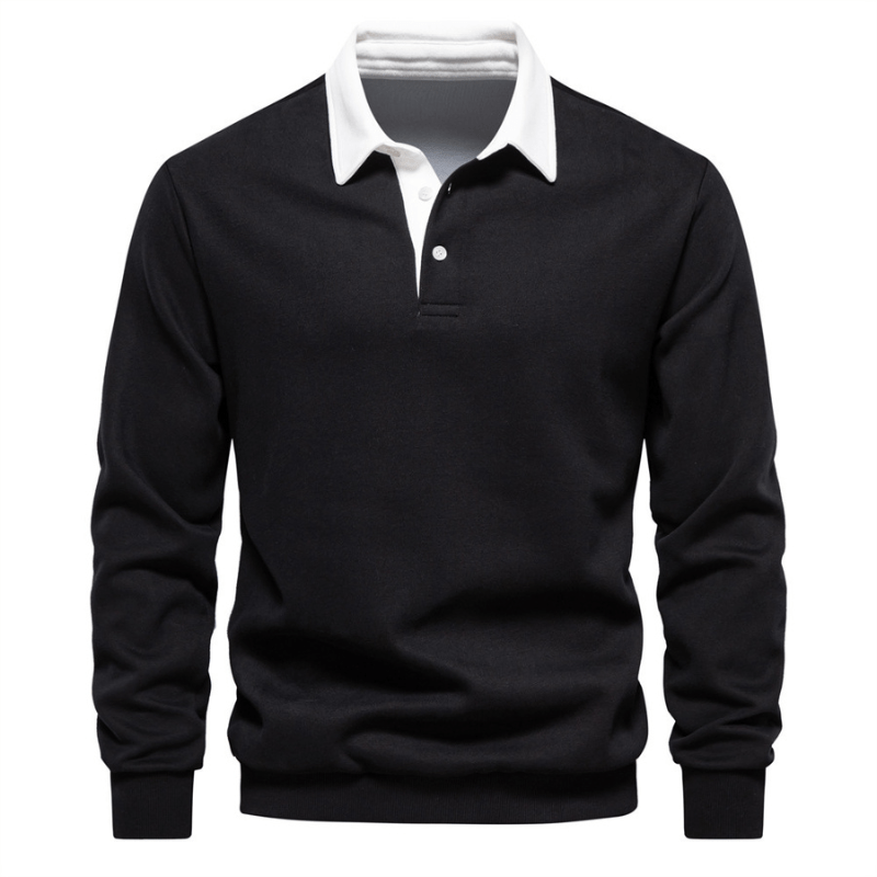 Polo collar knit sweater with clean finish for men | Franco Bianchi
