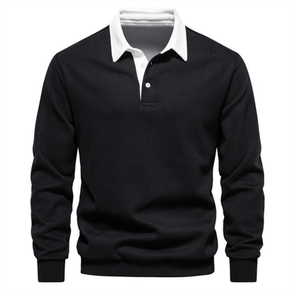Polo collar knit sweater with clean finish for men | Franco Bianchi