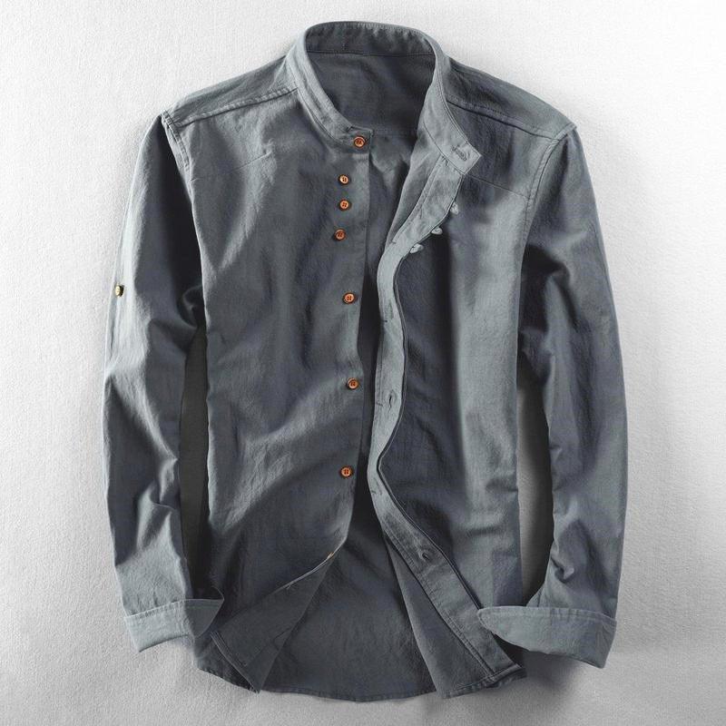 Stand collar minimalist long sleeve shirt for men | Jack Washington Tokio