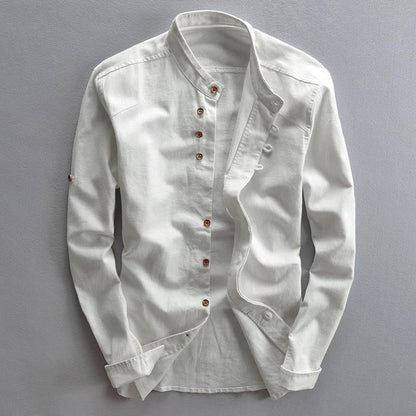 Stand collar minimalist long sleeve shirt for men | Jack Washington Tokio