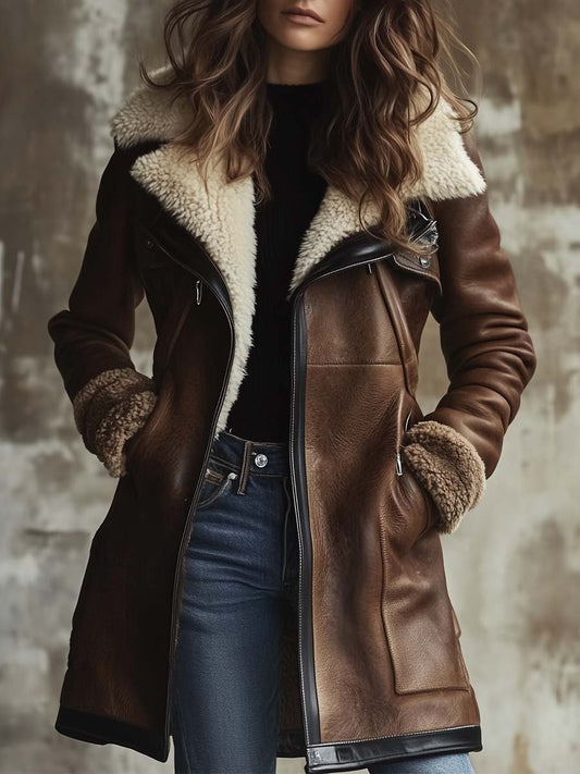 Vintage-inspired coat with contrast collar for women | Corinne
