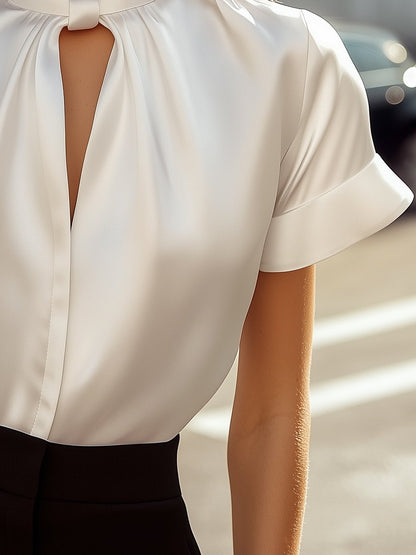 White Blouse with Keyhole Neckline for women | Alverine