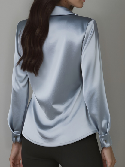 White Blouse with Draped Neckline for women | Elara