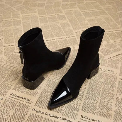 Elegant block-heel suede ankle boots for women | Gracia -8