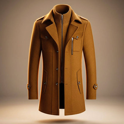 Refined classic virgin wool overcoat for men | Marco -1