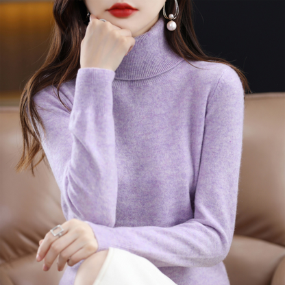 Warm premium cashmere turtleneck sweater for women | Emmie -5