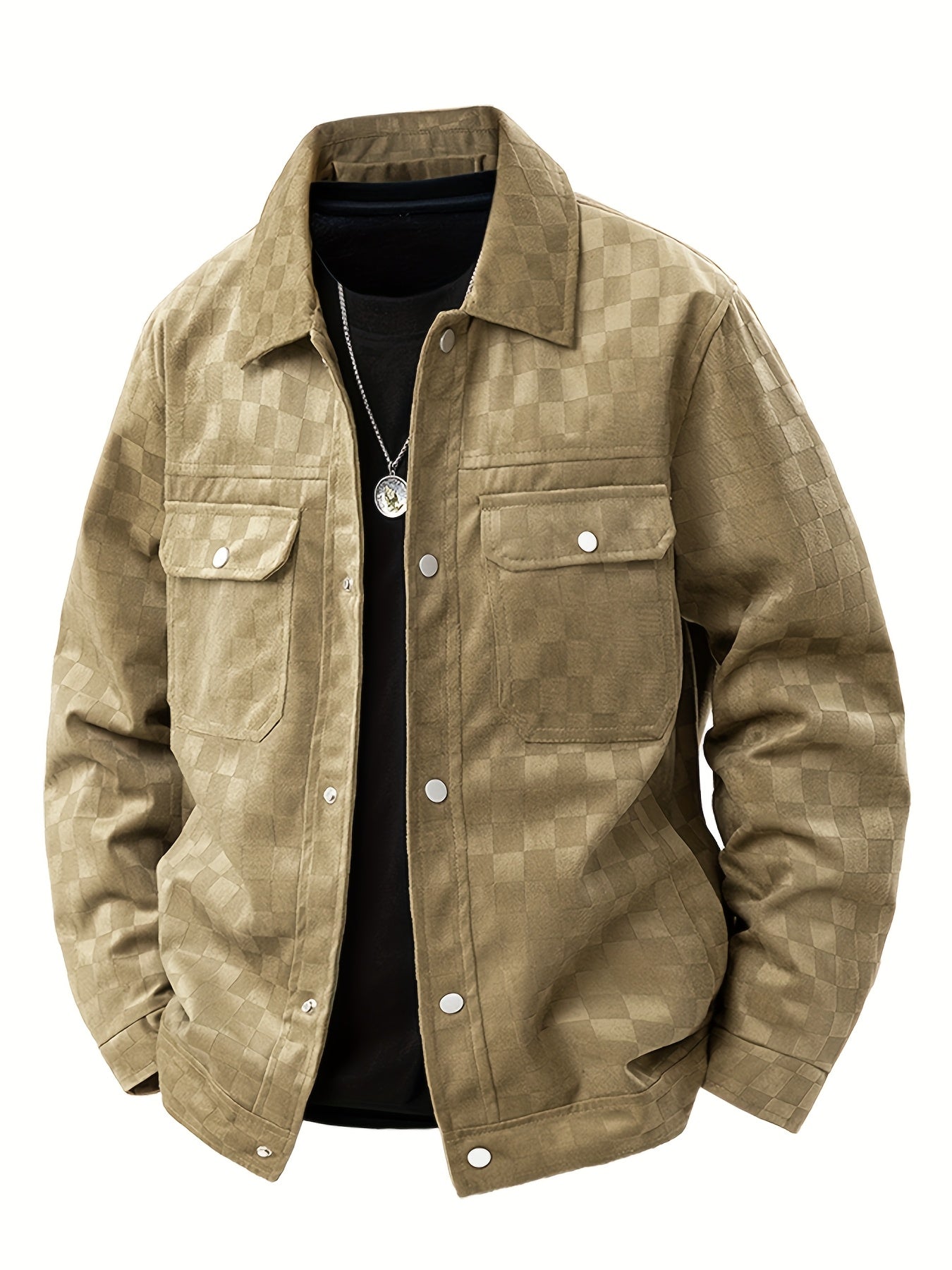 Checkered texture jacket with structured modern silhouette for men | Mavrick