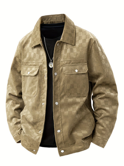 Checkered texture jacket with structured modern silhouette for men | Mavrick