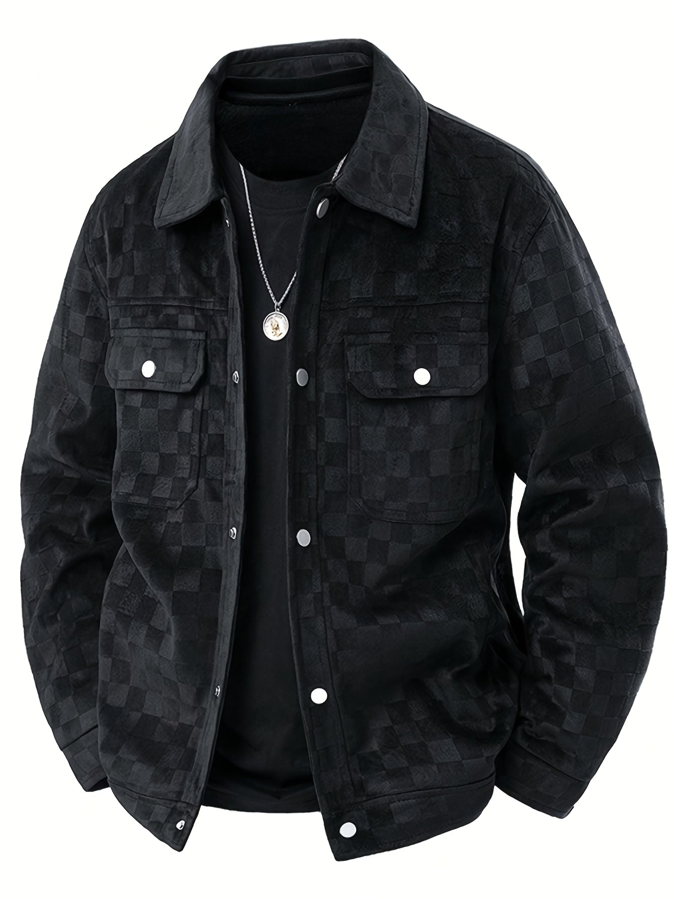 Checkered texture jacket with structured modern silhouette for men | Mavrick