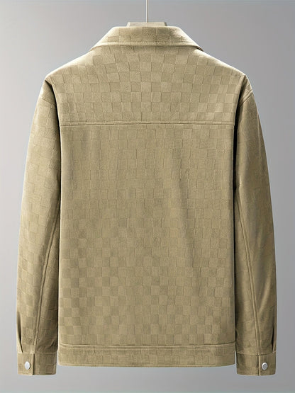 Checkered texture jacket with structured modern silhouette for men | Mavrick