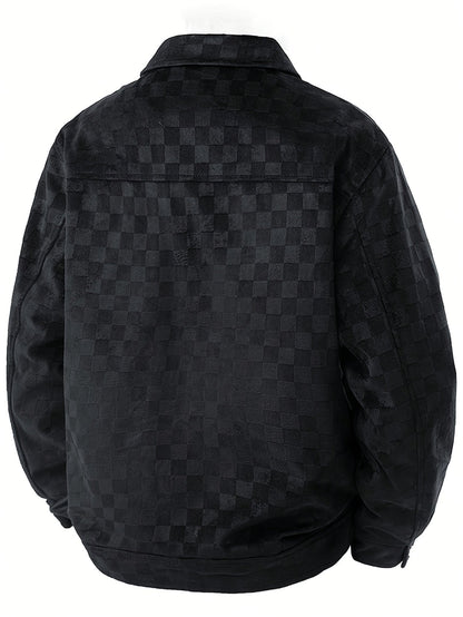 Checkered texture jacket with structured modern silhouette for men | Mavrick