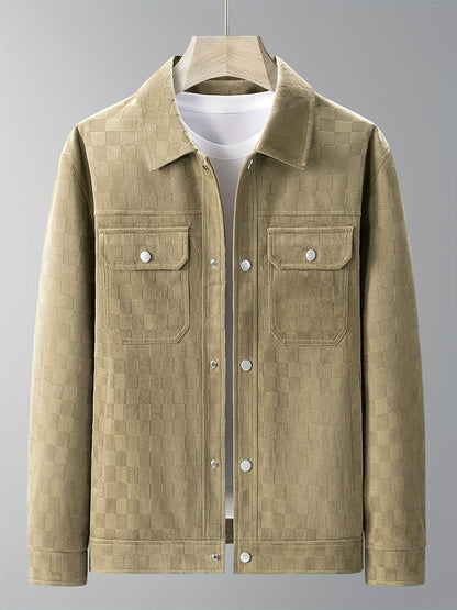 Checkered texture jacket with structured modern silhouette for men | Mavrick