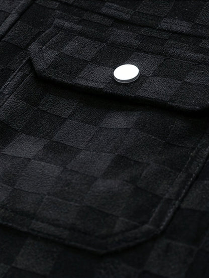 Checkered texture jacket with structured modern silhouette for men | Mavrick