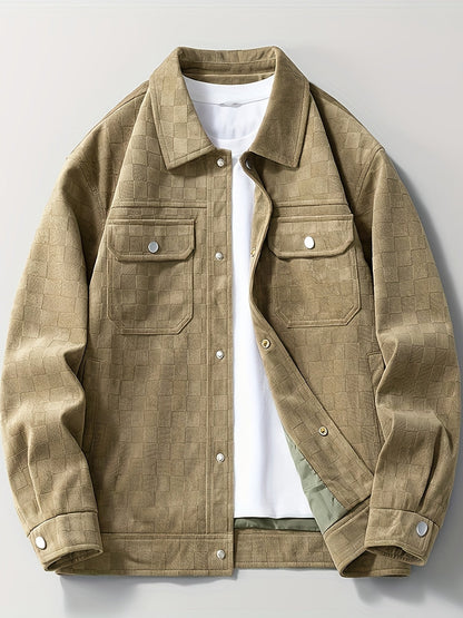 Checkered texture jacket with structured modern silhouette for men | Mavrick