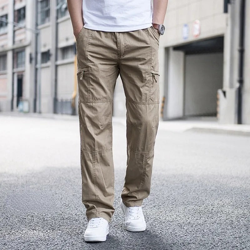 Relaxed stretch organic cotton cargo trousers for men | Hampton -7