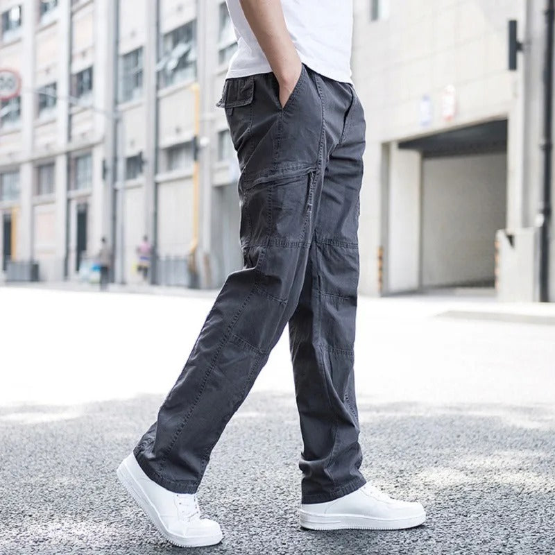 Relaxed stretch organic cotton cargo trousers for men | Hampton -10
