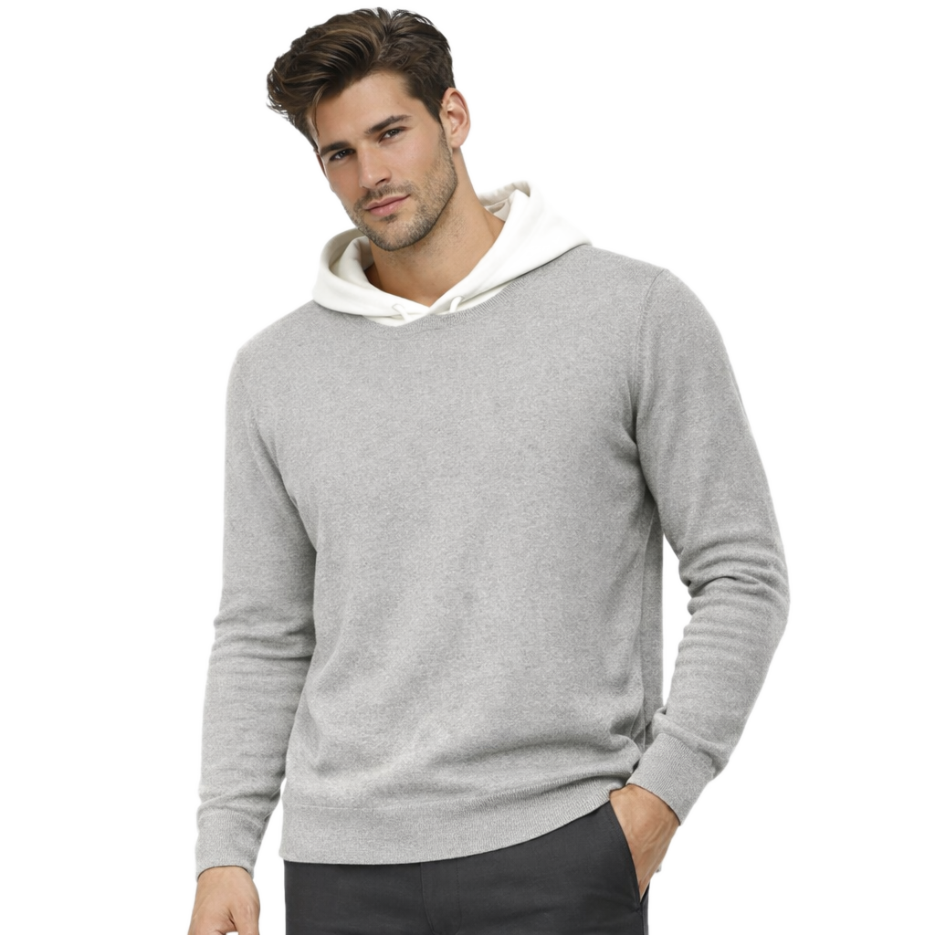 Lightweight refined knit hoodie with minimalist design for men | Caelum