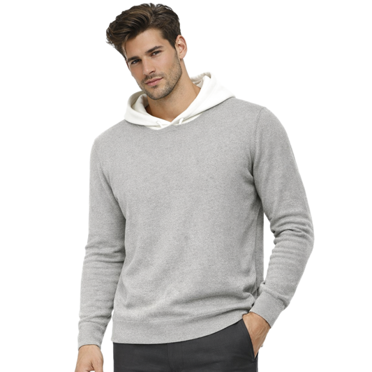 Lightweight refined knit hoodie with minimalist design for men | Caelum