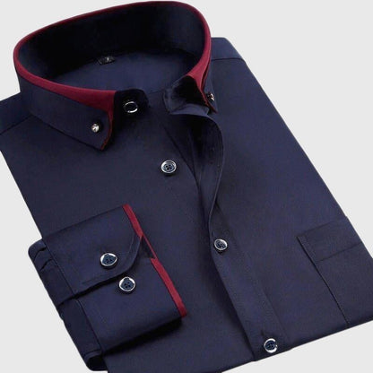 Formal stretch dress shirt with fold-down collar for men | Manhattan DualSky