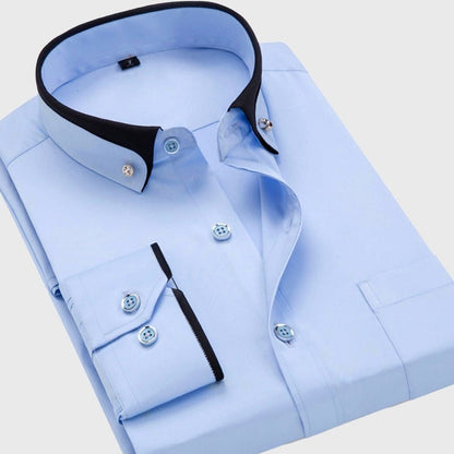 Formal stretch dress shirt with fold-down collar for men | Manhattan DualSky