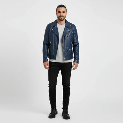 Asymmetrical Slim Fit Biker Jacket for men | Dario