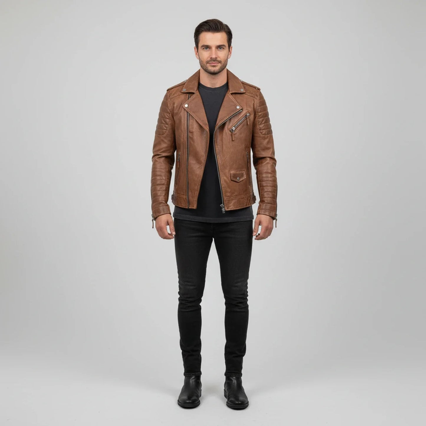 Asymmetrical Slim Fit Biker Jacket for men | Dario