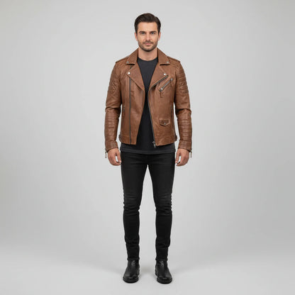 Asymmetrical Slim Fit Biker Jacket for men | Dario