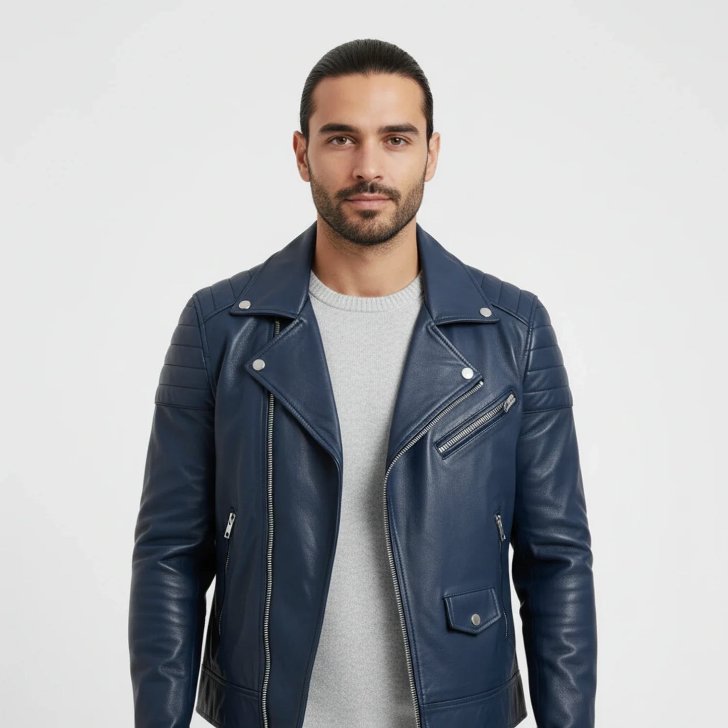 Asymmetrical Slim Fit Biker Jacket for men | Dario