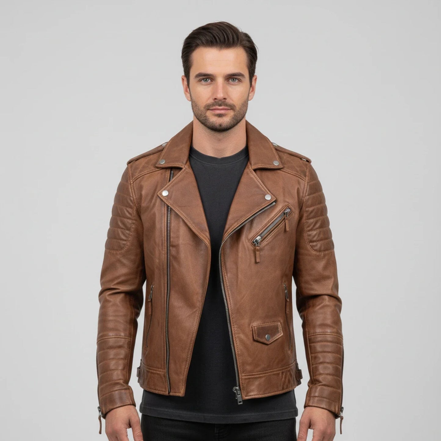Asymmetrical Slim Fit Biker Jacket for men | Dario