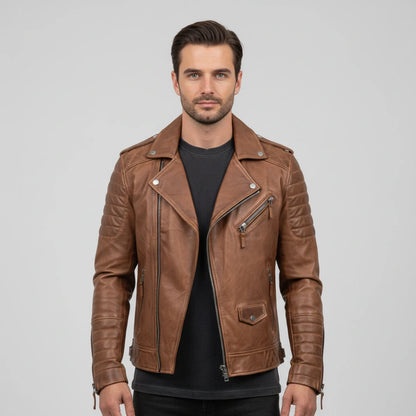 Asymmetrical Slim Fit Biker Jacket for men | Dario