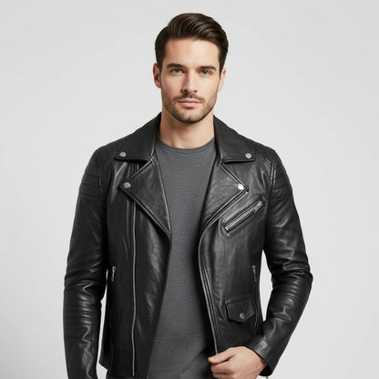 Asymmetrical Slim Fit Biker Jacket for men | Dario