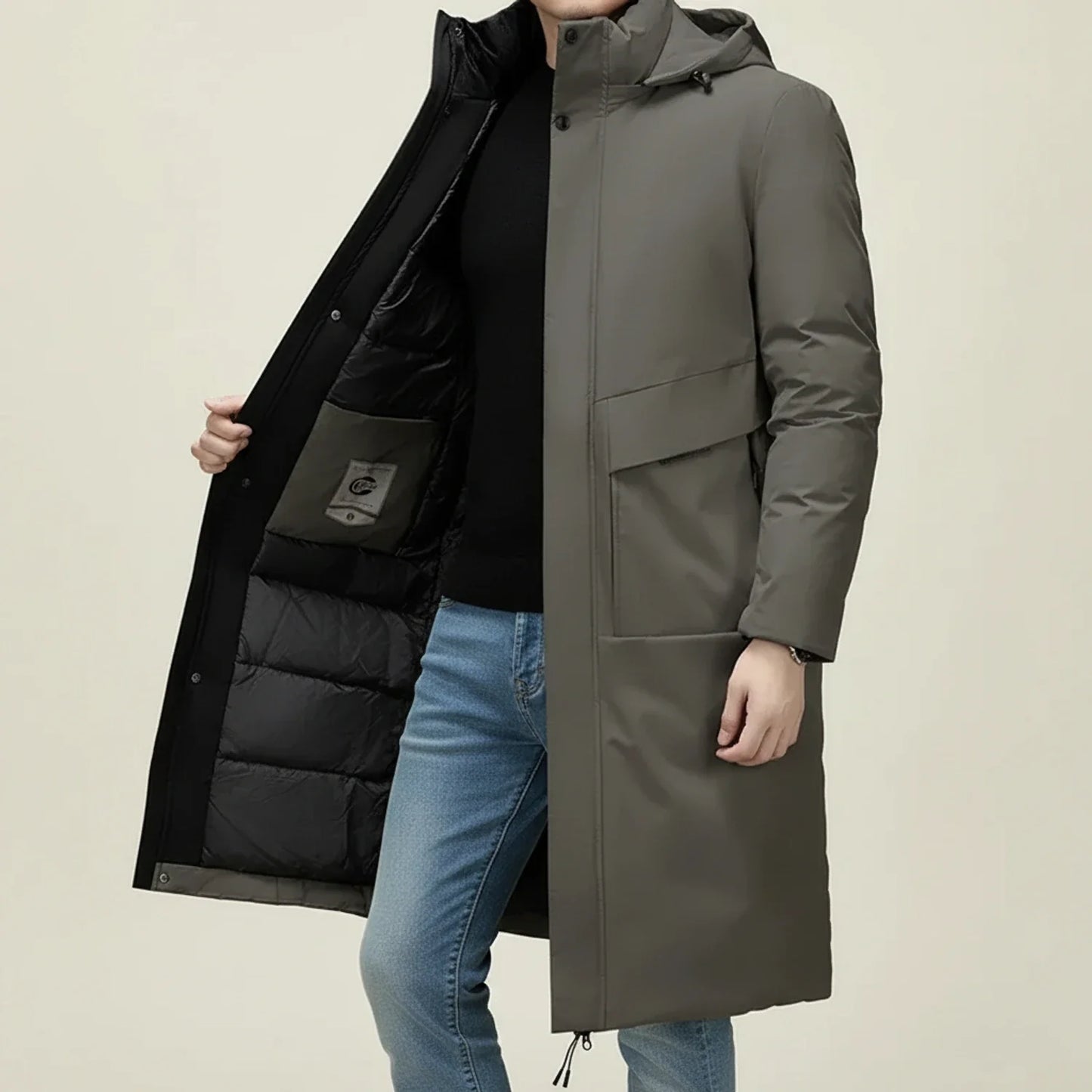 Long Hooded Padded Winter Parka for men | Theron