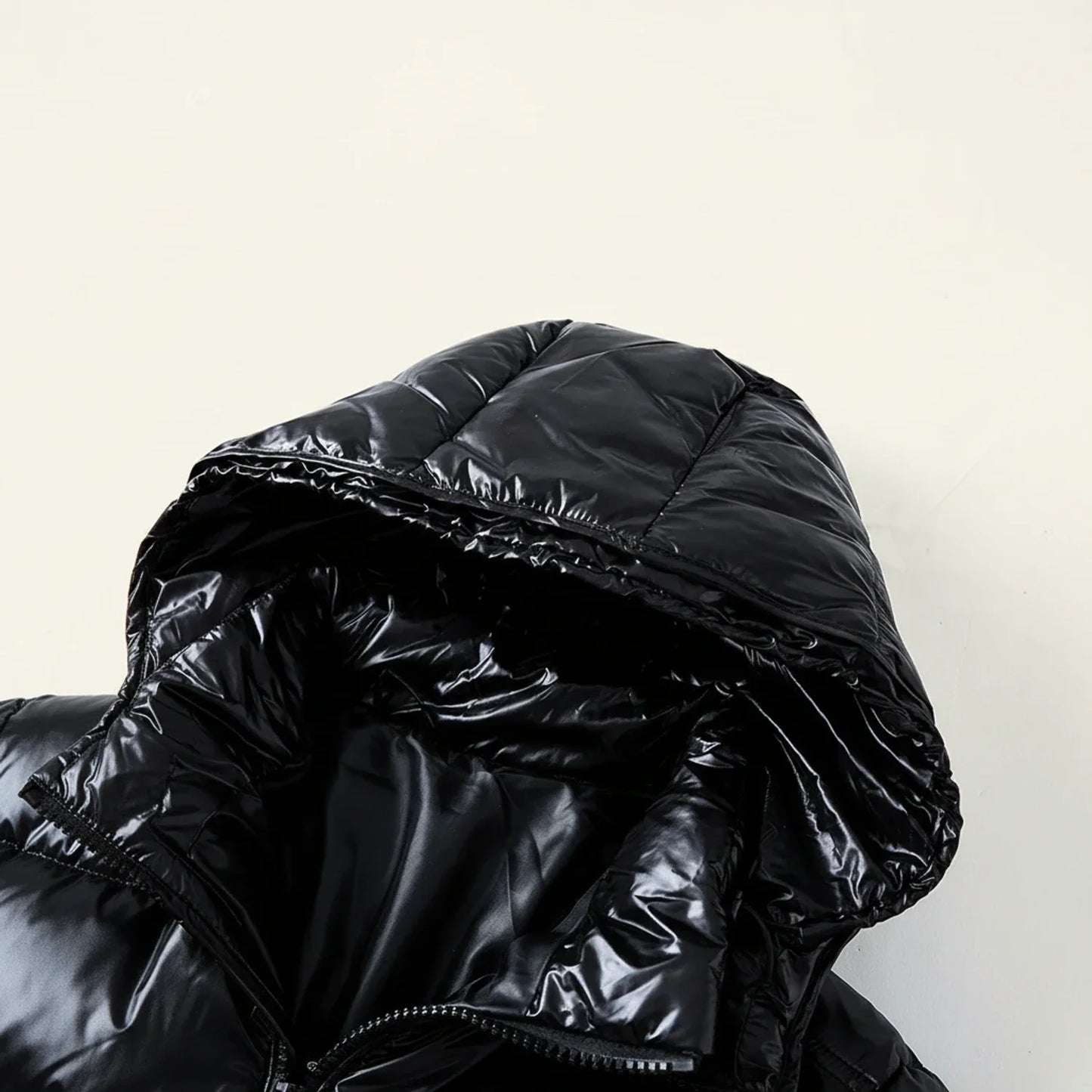 Glossy Hooded Quilted Puffer Jacket for men | Kaelen