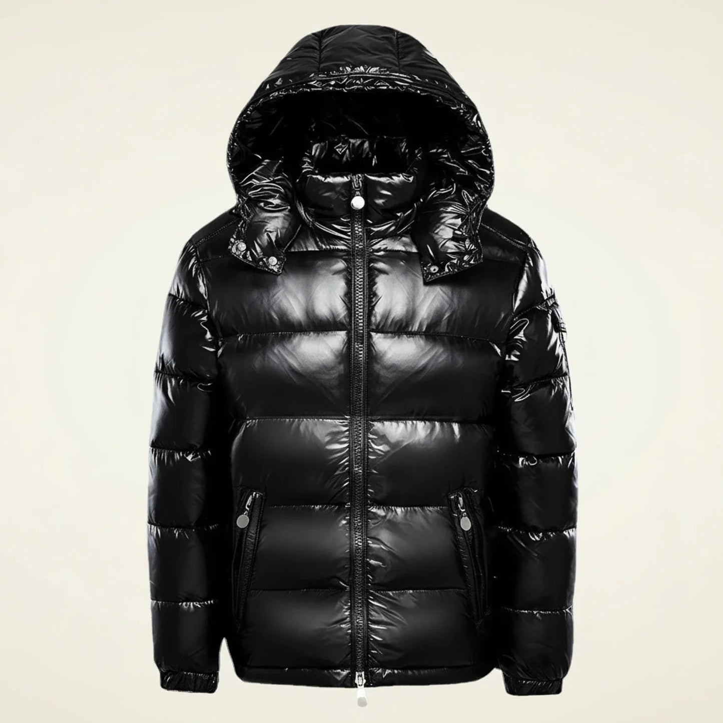 Glossy Hooded Quilted Puffer Jacket for men | Kaelen