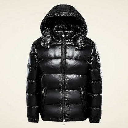 Glossy Hooded Quilted Puffer Jacket for men | Kaelen