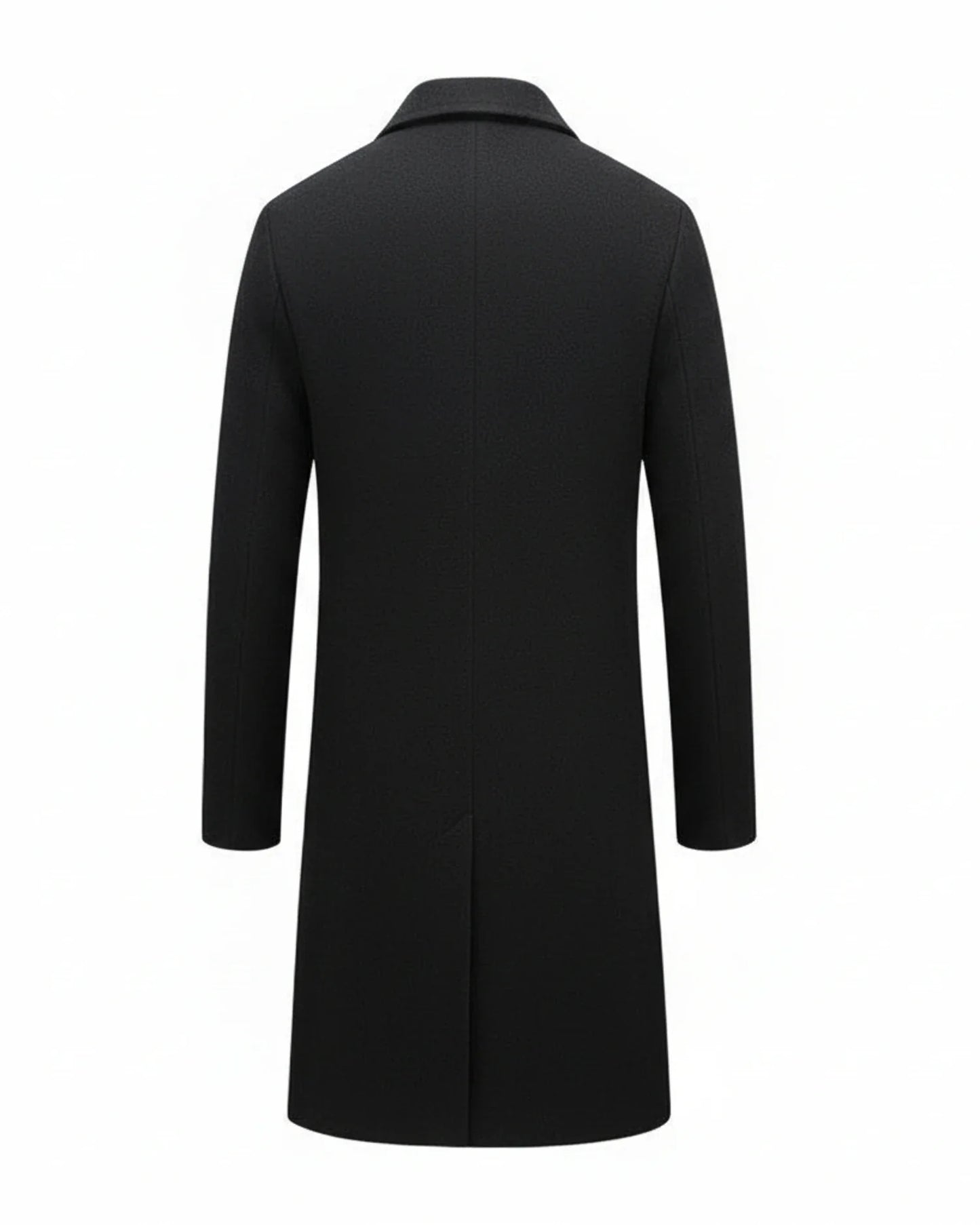 Classic formal long overcoat with button front and notch lapel for men | Arthur