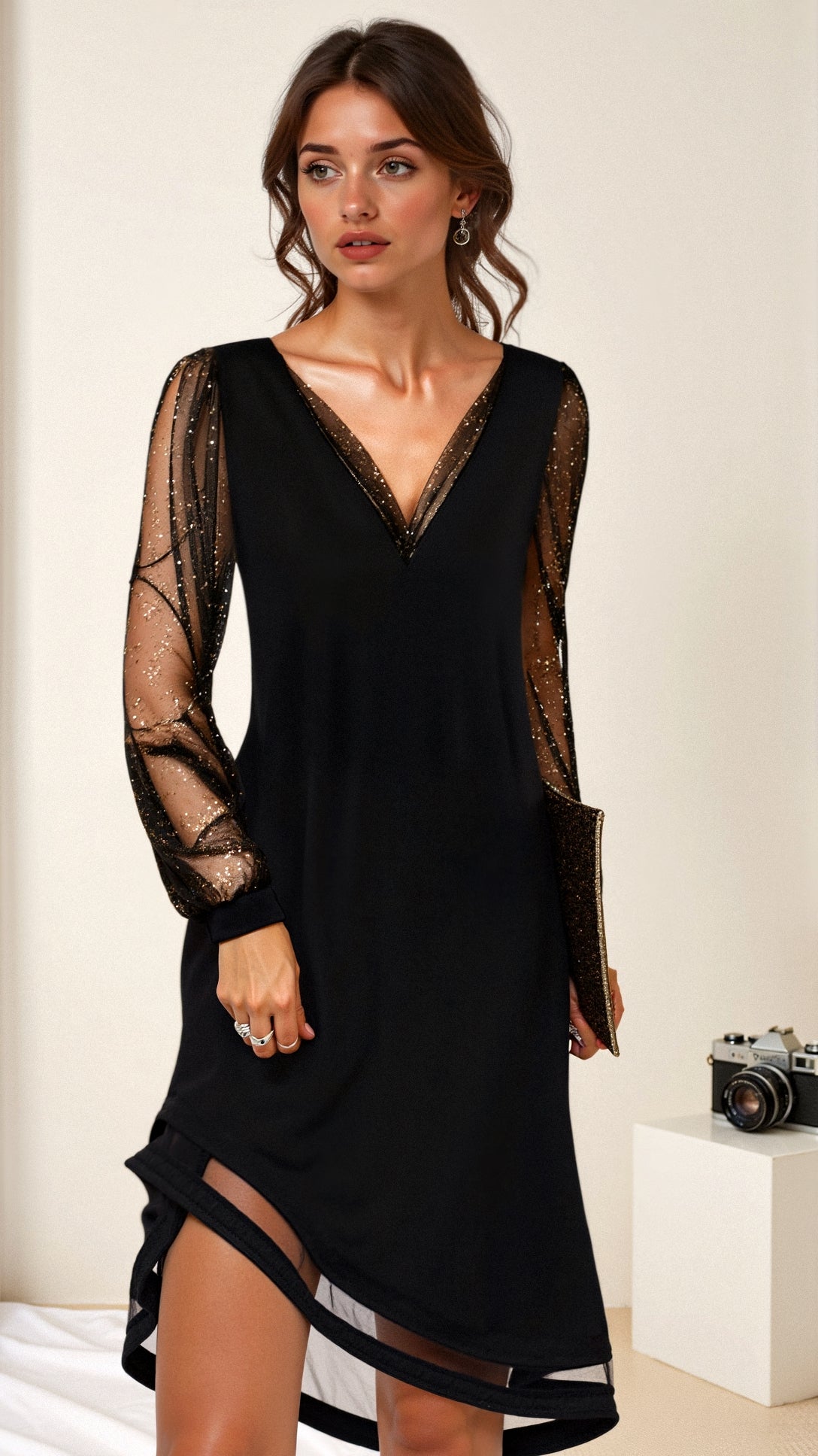 Glamorous sequin evening maxi dress for women | Lia -1