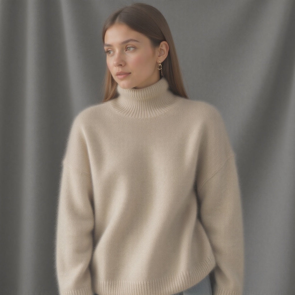 Oversized elegant cashmere turtleneck sweater for women | Sydney -4