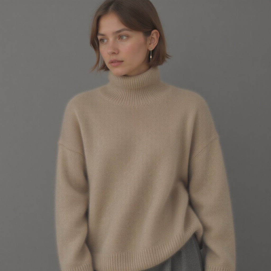 Oversized elegant cashmere turtleneck sweater for women | Sydney -3