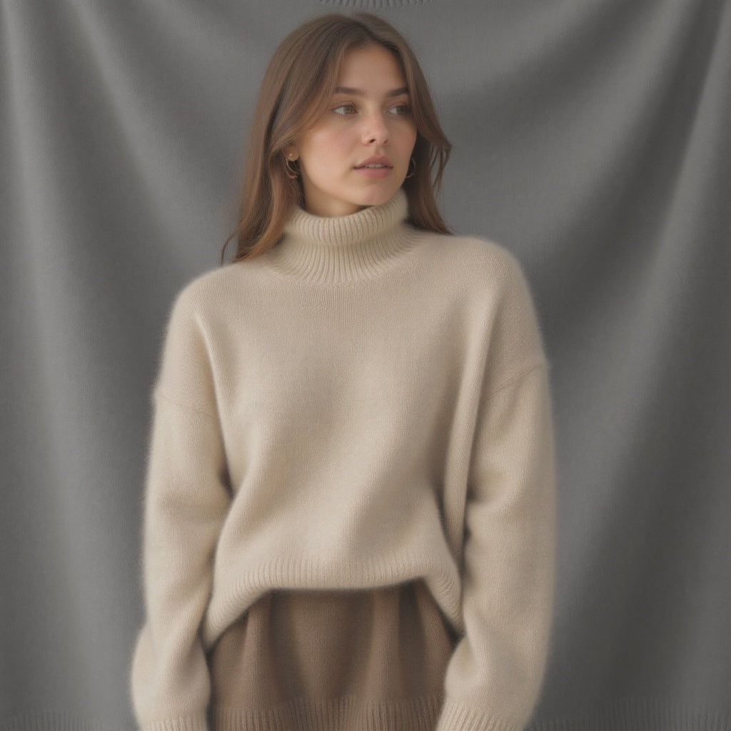 Oversized elegant cashmere turtleneck sweater for women | Sydney -2