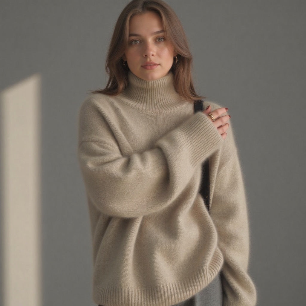 Oversized elegant cashmere turtleneck sweater for women | Sydney -7
