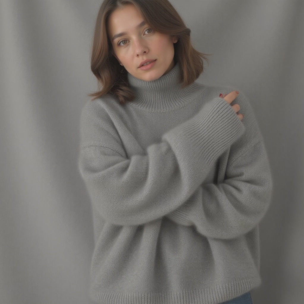 Oversized elegant cashmere turtleneck sweater for women | Sydney -6