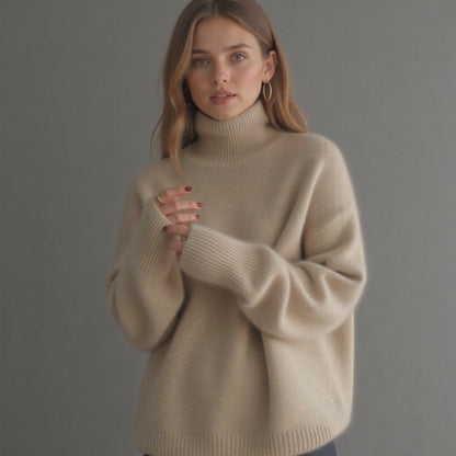 Oversized elegant cashmere turtleneck sweater for women | Sydney -12